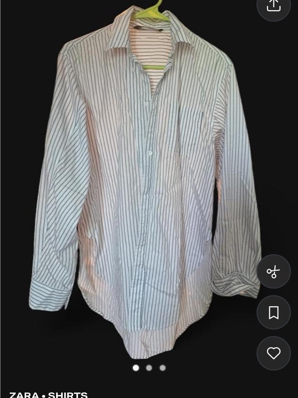 Zara women’s White Shirt with Thin Blue Stripes